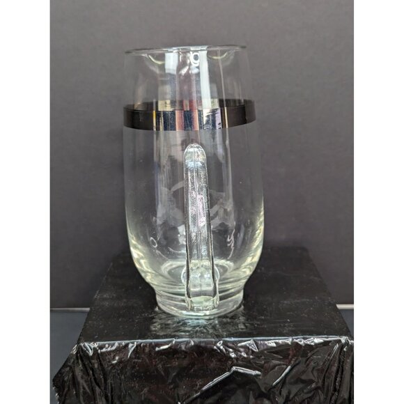 Vintage Libbey Glass Company Blown Glass Pint Pitcher with Platinum Band - Picture 5 of 8